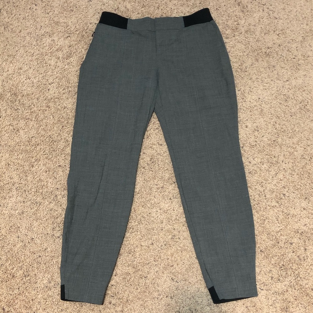 Athleta Gray Cropped Work Pants with Black Waistband